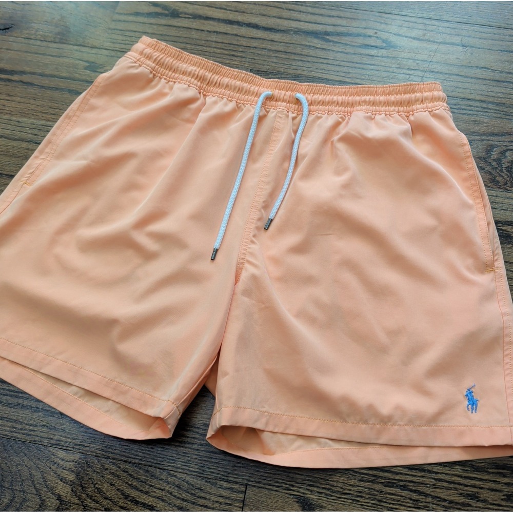 Polo Ralph Lauren 5.5" Peach Traveler Classic Swim Trunks Shorts Lined Sz XL